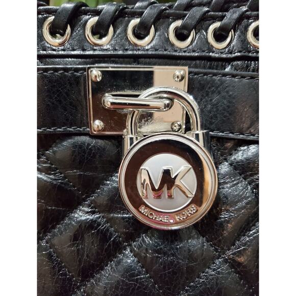 Michael Kors Black Women's Hamilton Quilted Leather Bags & Handbags - Picture 2 of 10